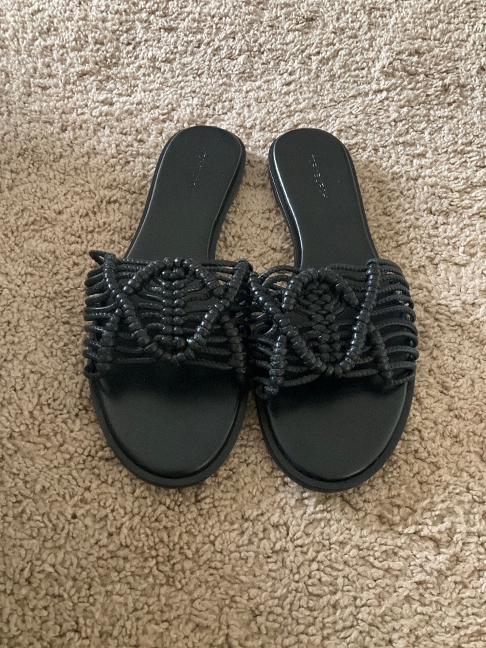 Tory Burch Black Beaded Slide Sandals